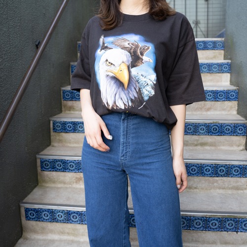 USA VINTAGE EAGLE PRINT DESIGN T SHIRT/アメリカ古着鷹プリントデザインTシャツ