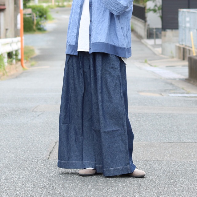 デニム タックキュロットパンツ