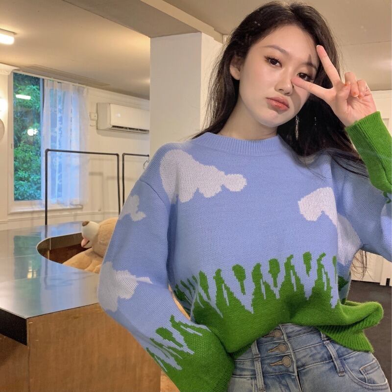 スタイルセーター ジャケット レディースオータムウィンタールーズプルオーバー トップス 大人ガーリー スウィート キュート カジュアル 秋物 冬物 ブラックストロベリース52109747559