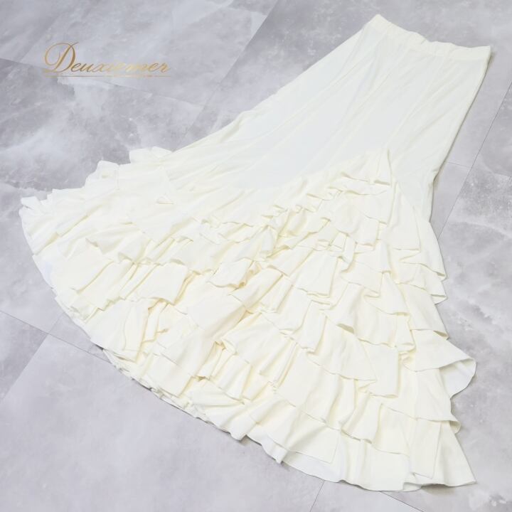 フラメンコ 衣装 ファルダ スカート 白 無地 ボランテ フリル レース