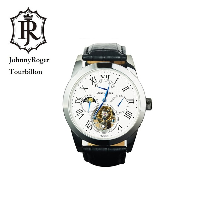 JOHNNYROGER メンズ 腕時計 フライングトゥールビヨン パワーリザーブ搭載 カレンダーRoi