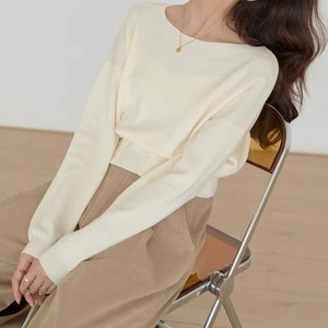 boat neck hem tuck pullover N30259
