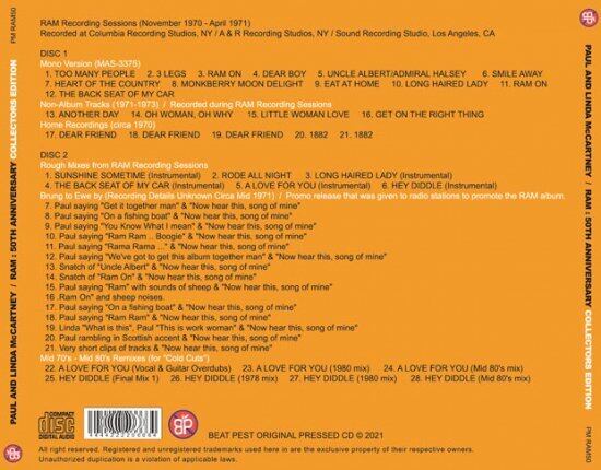 PAUL & LINDA McCARTNEY / RAM : 50TH EDITION プレス2CD | BEATNIK GROOVE