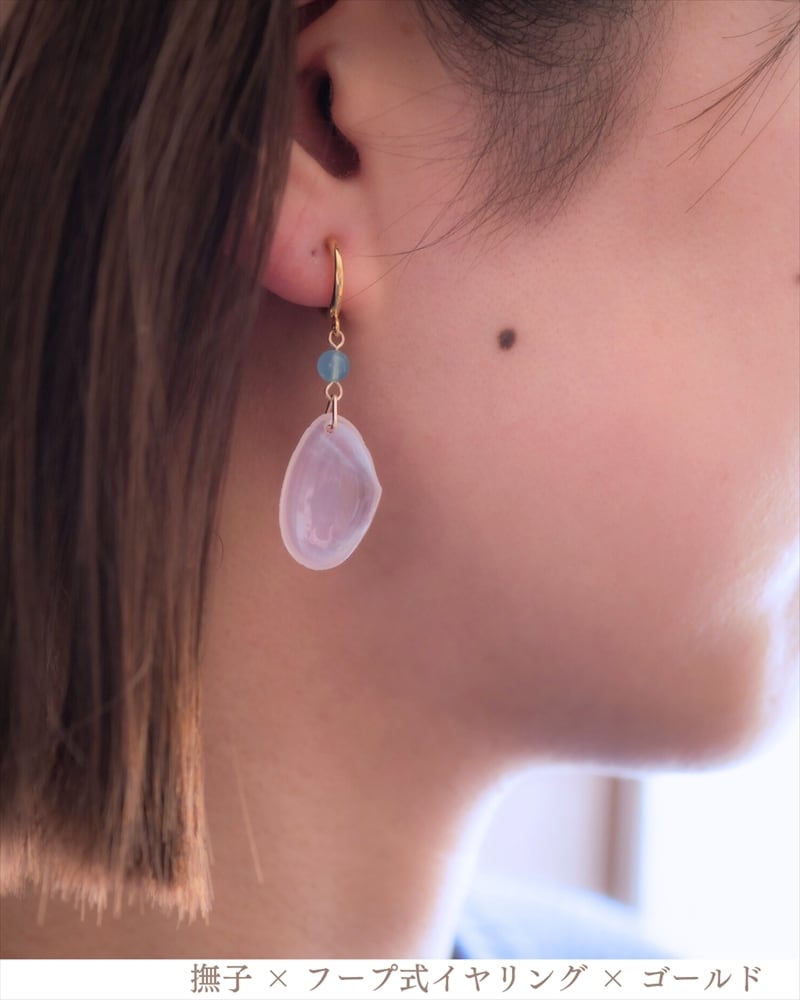 さくらひとえ ピアス・イヤリング 14KGF/SV925 ブルーカルセドニー