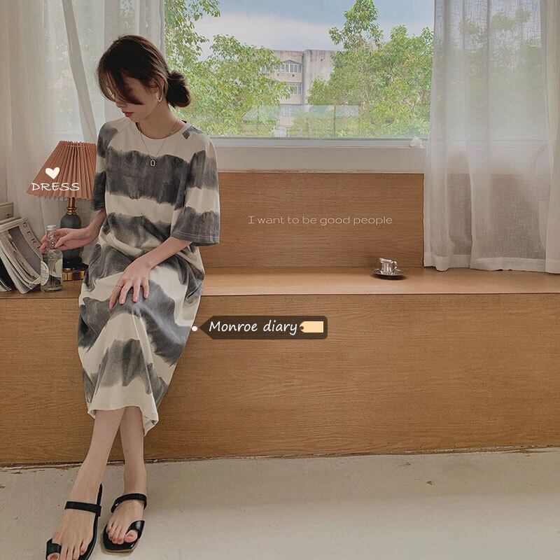 Tシャツ ホルタードレス サマールーズカジュアルロングスカート 夏物 モンロー86000680608