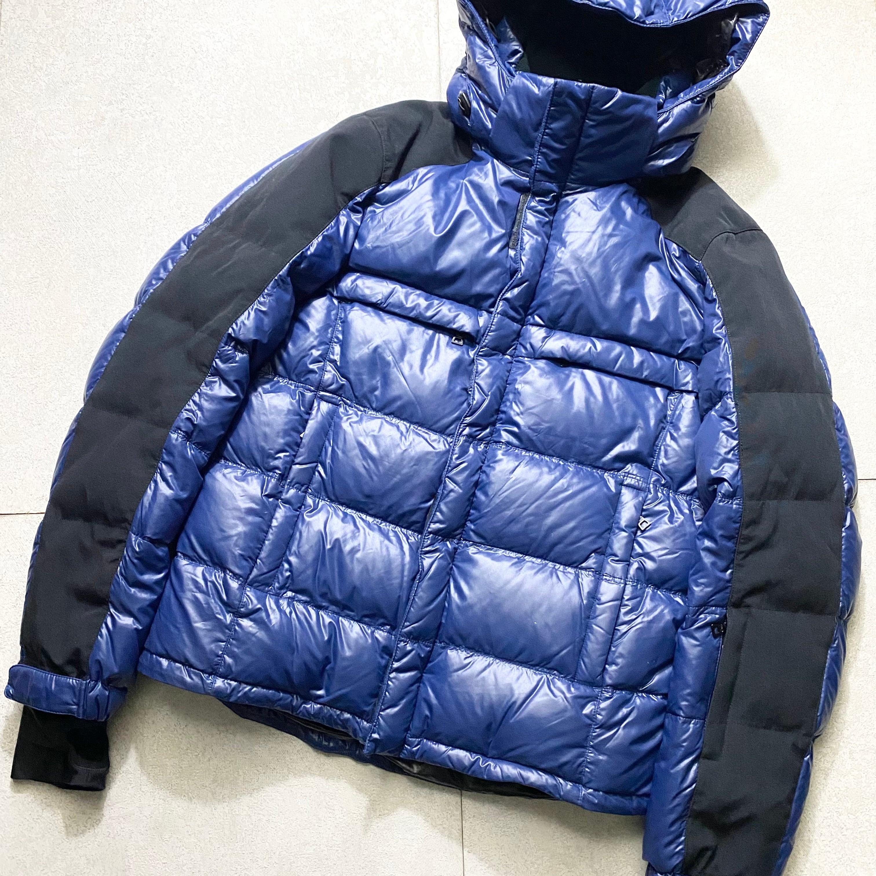 PRADA black switching blue down jacket | NOIR ONLINE