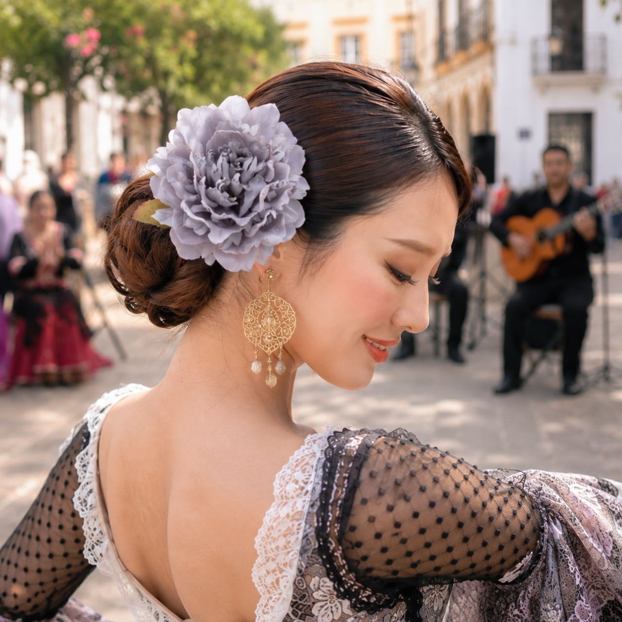 髪飾り グレーピオニー(芍薬)のヘアアクセサリー|アーティフィシャルフラワー|フラメンコ・発表会・浴衣・成人式に