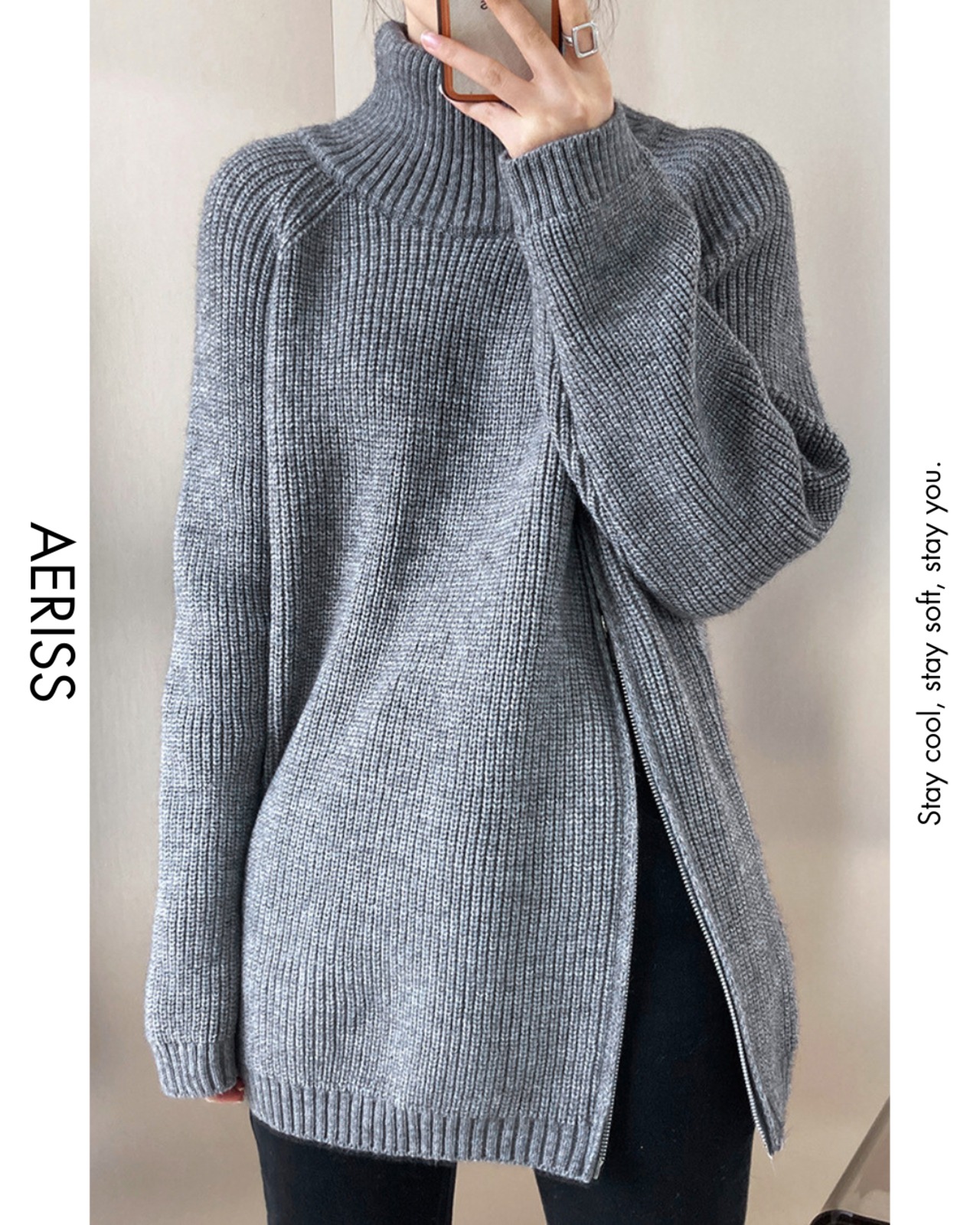 サイドジップハイネックニット 3color A0741 - 6