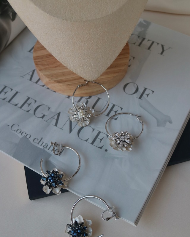 reversible flower hoop crystal