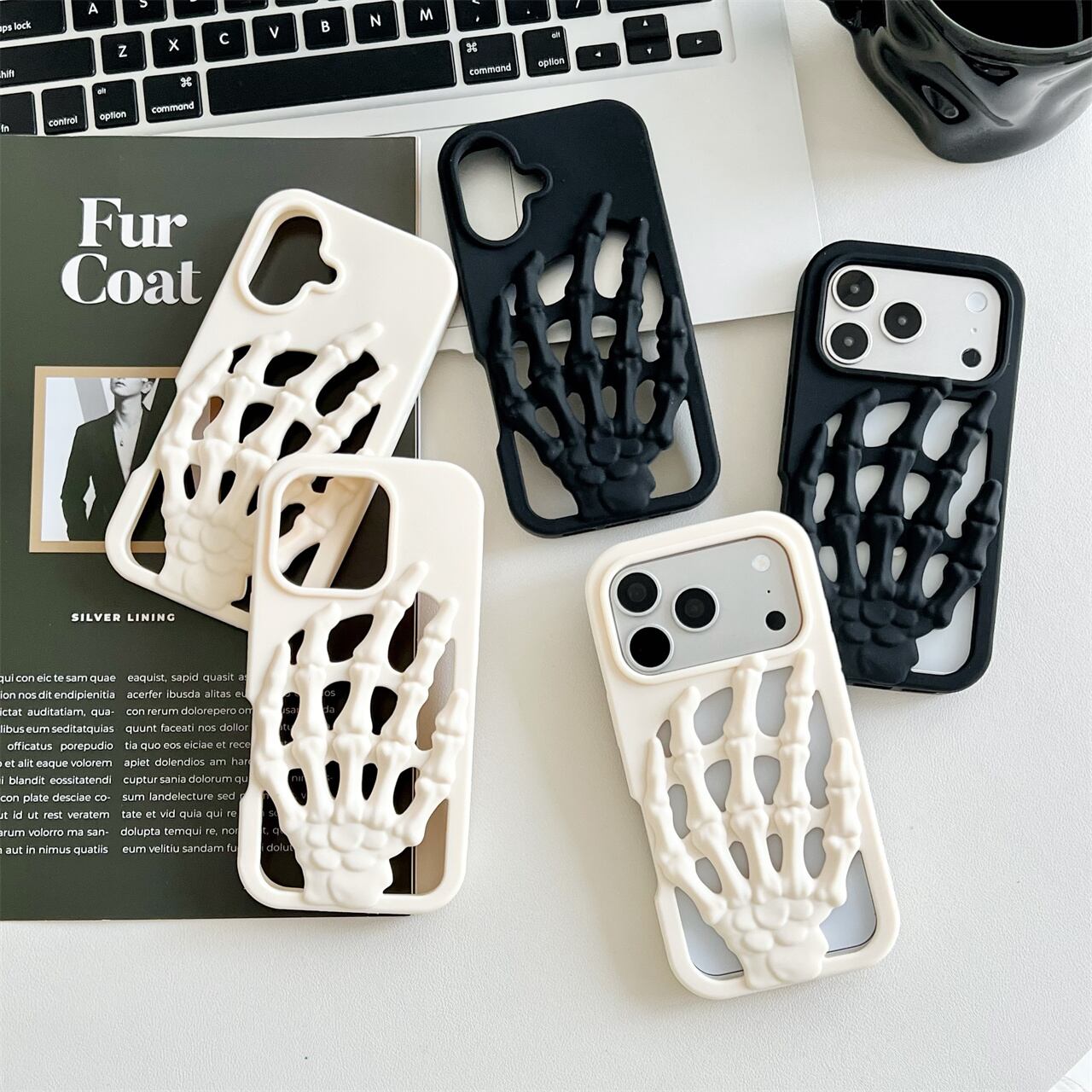 スカル ハンド iPhone18 17 16 15 14 13 ケース シリコン かわいい