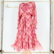 社交ダンス 衣装 チャコット Chacott 日本製 トップス ブラウス スカート ツーピース セットアップ ピンク系 パープル系 ピンク 紫 黄色 チェック 柄 模様 ダンス パーティ 発表会 可愛い おしゃれ 女性用 チェック柄 フェミニン