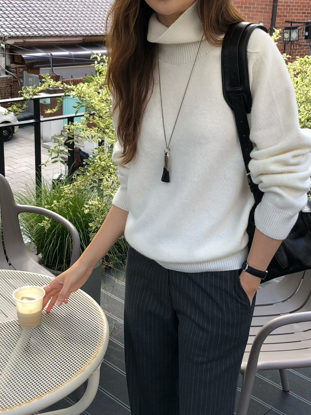 (予約) verveine / Melin whole garment turtleneck overfit knit 3color