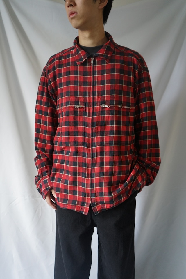 agnes b. Plaid Zip Shirt L agnes b. Plaid Zip Shirt L