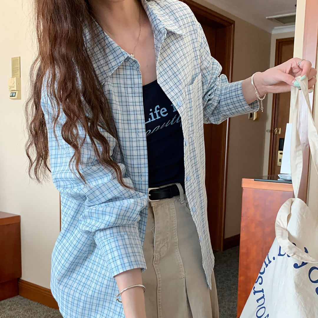 check shirt camisole set
