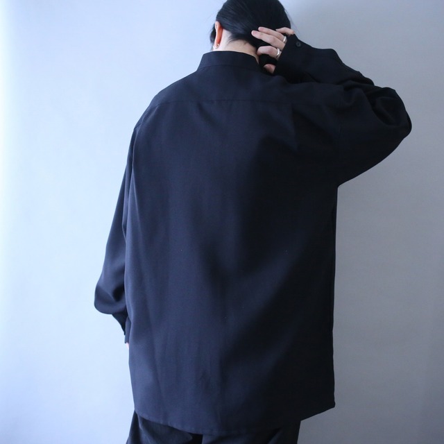 "刺繍" good design button loose silhouette band-collar shirt