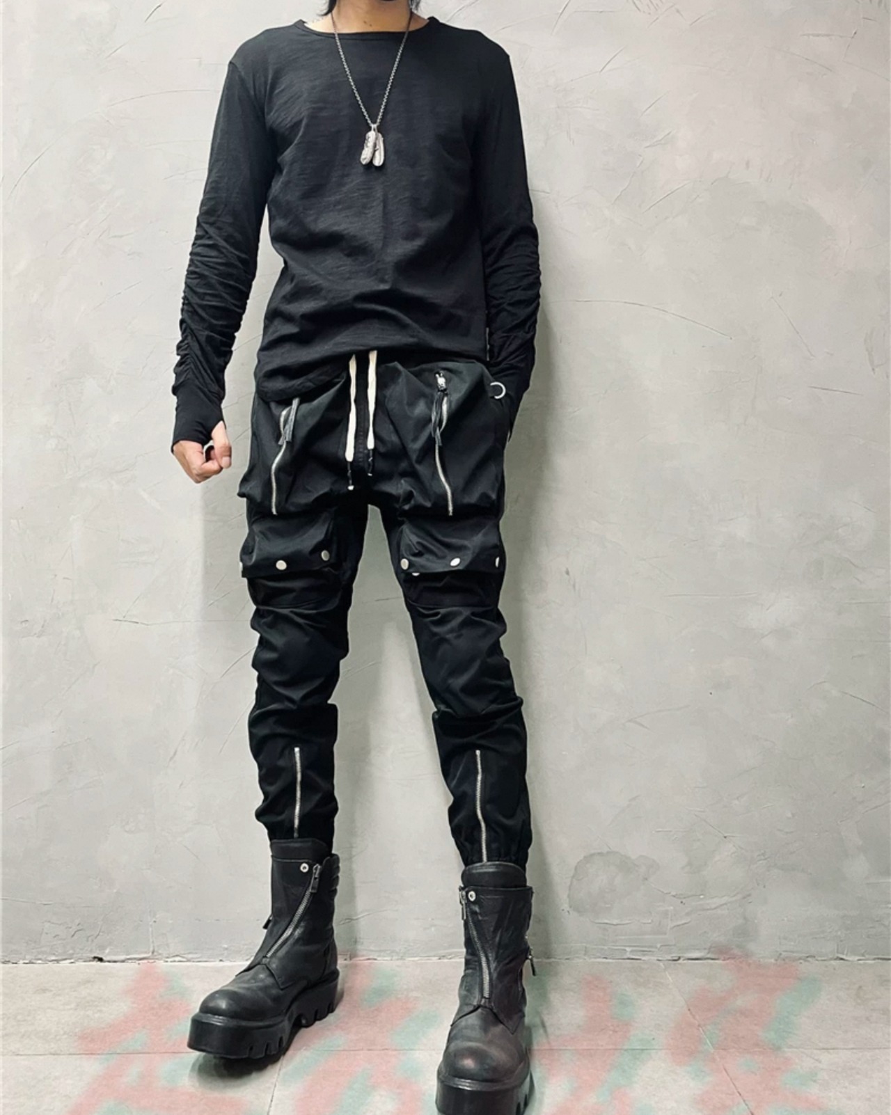 skinny zip cargo pants - 6
