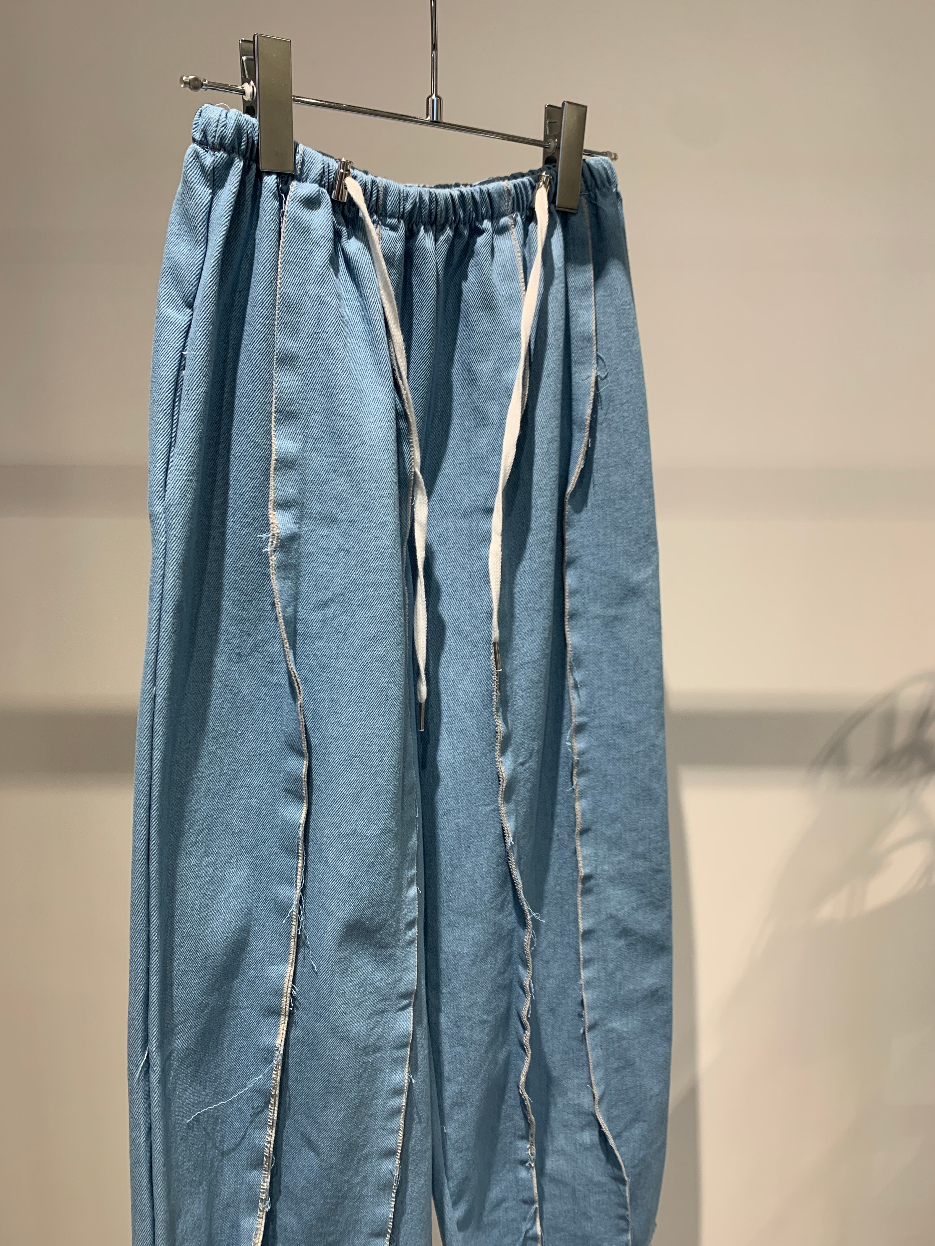 fringe stitch denim pants