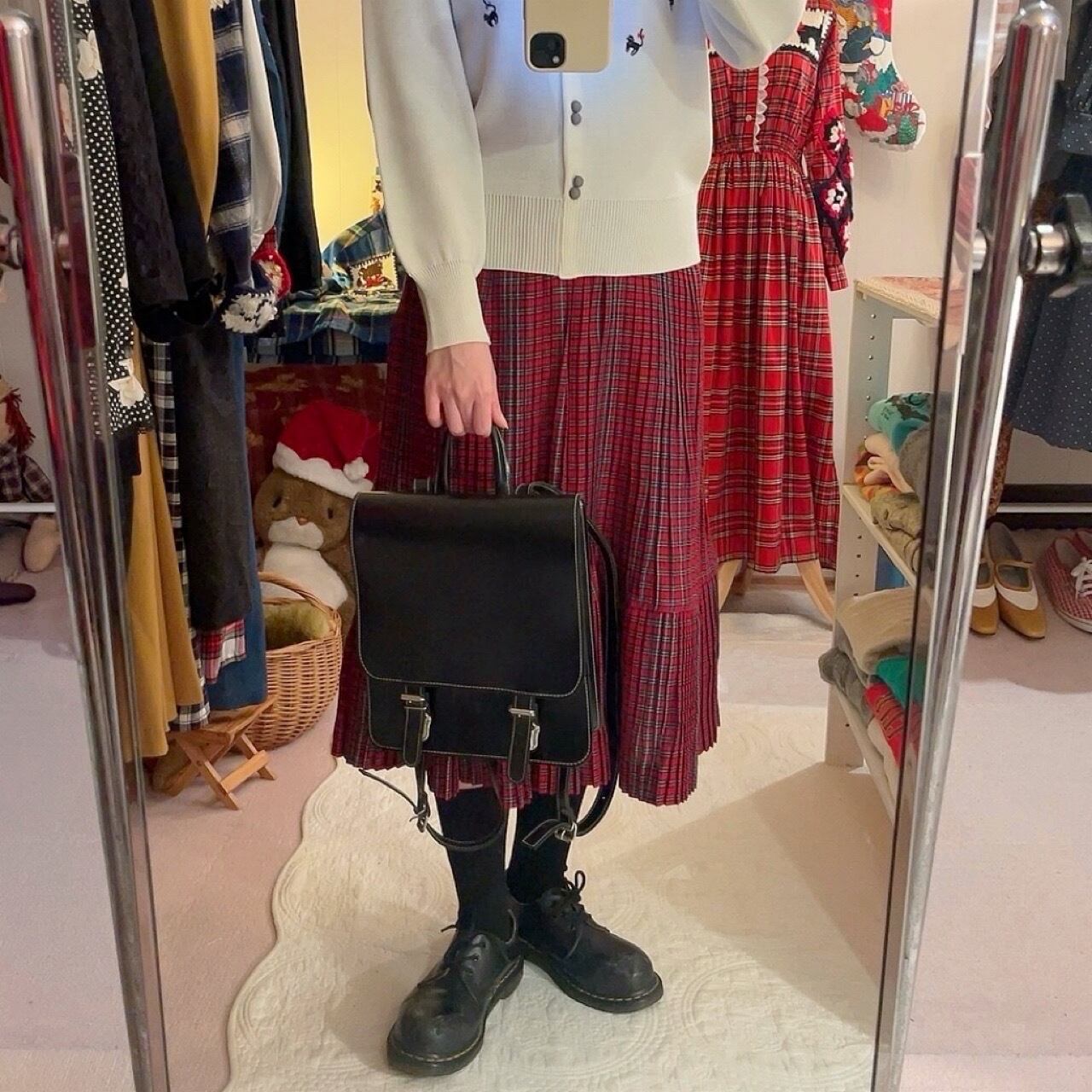 white stitch satchel bagpack