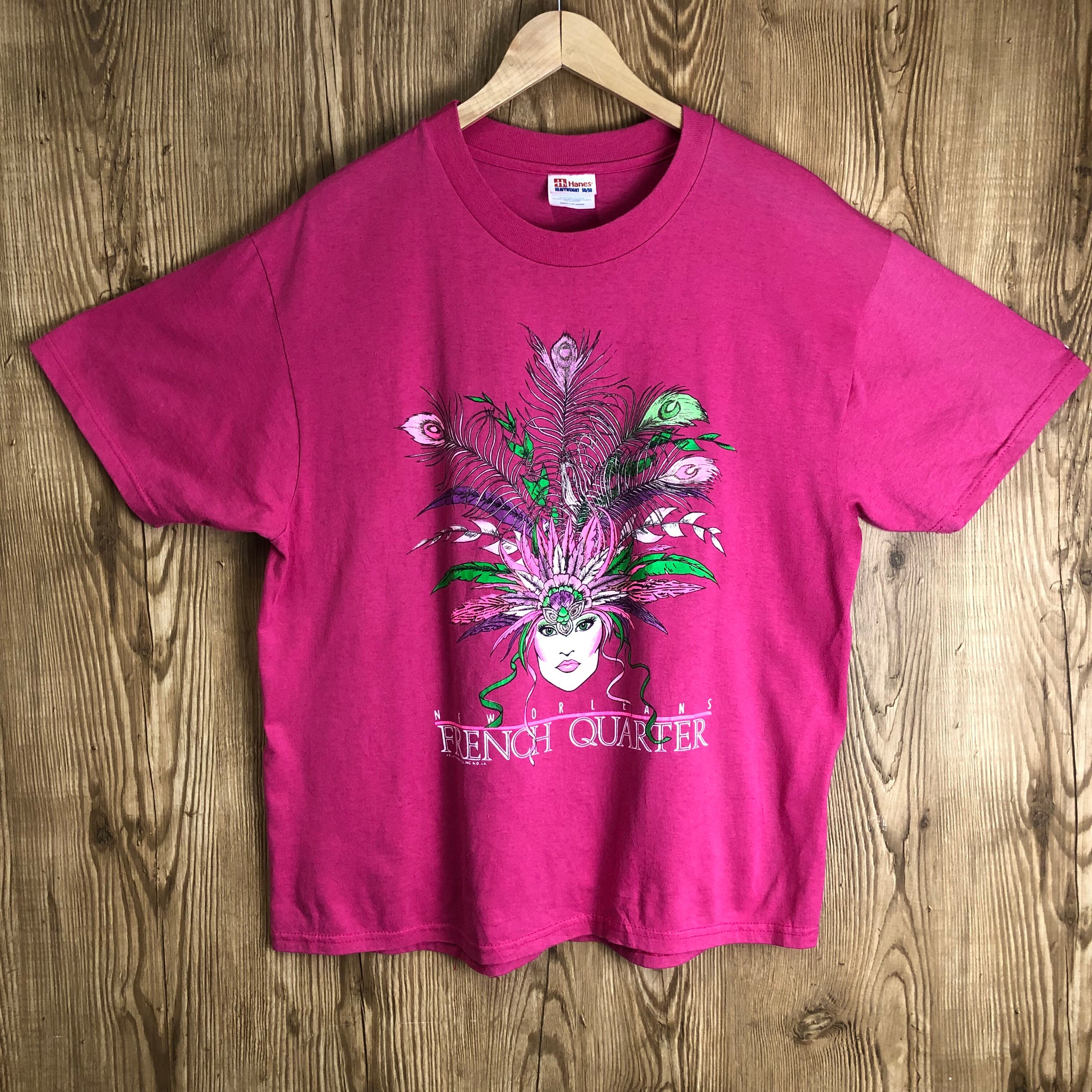 ☆00s VINTAGE HANESタグ 50/50 FRENCH QUARTER プリント T-sh メンズ