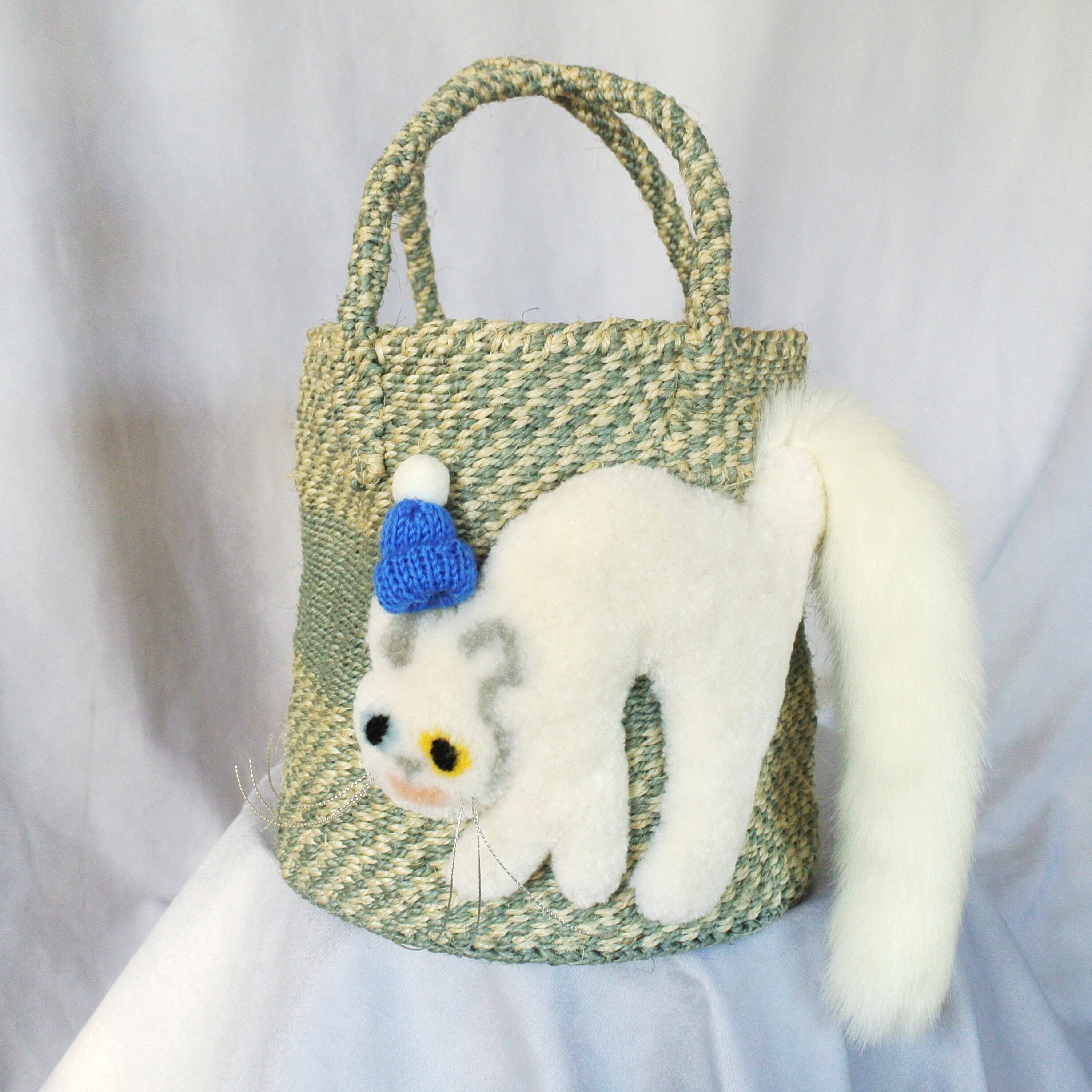 CAT IN DA HOUSE 　キャットインダハウス 　もこもこ猫バッグ モコモコねこカゴバッグ - キャット•イン•ダ•ハウス