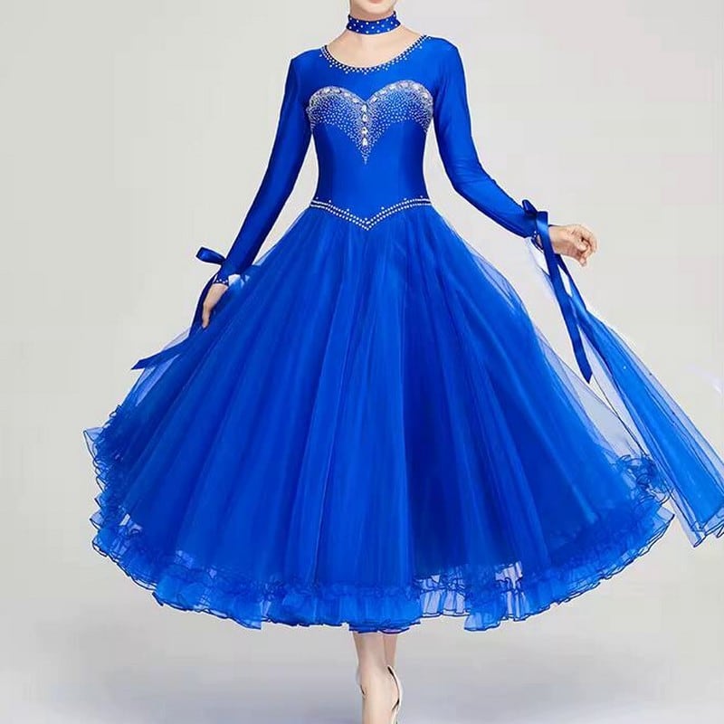 ラウンドネック ロングスリーブ フレアスカート ドレス ds0515