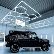 ハニカムLEDライト【フレーム付】六角形モジュール照明|ガレージ・店舗