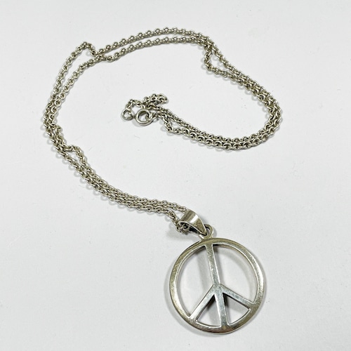 Old 925 Silver Peace Pendant Necklace Made In Hungary