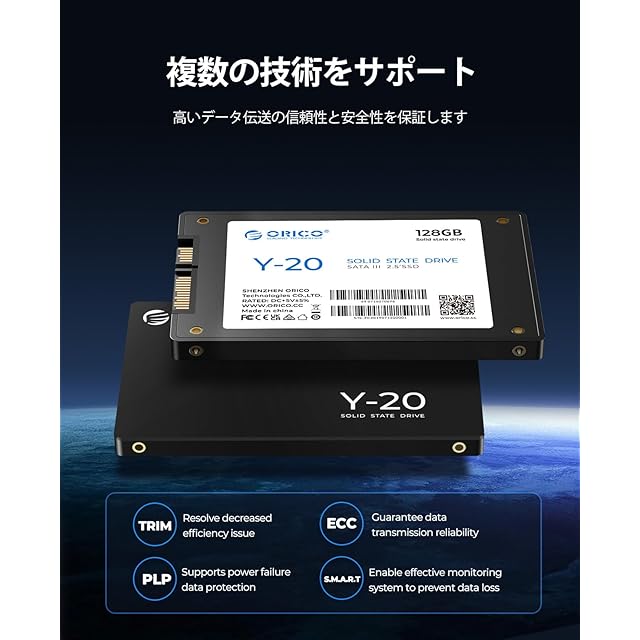 ORICO Y20 128GB 内蔵型SSD 2.5インチ 7mm 3D NAND採用 SATAIII 6Gb/s