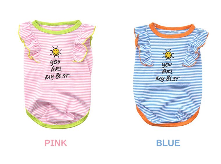 【SALE】sunny frill top S ~ XL 2color / 犬服 春夏 新作 袖なし トップス 可愛い ドッグウェア わんこ服 Tシャツ