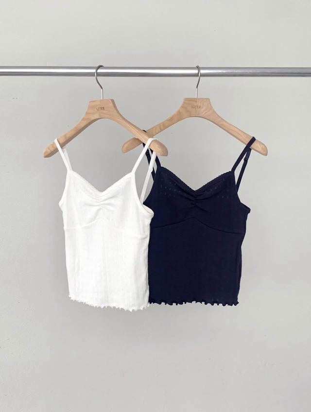 (LITER) eyelet shirring cami / 2color