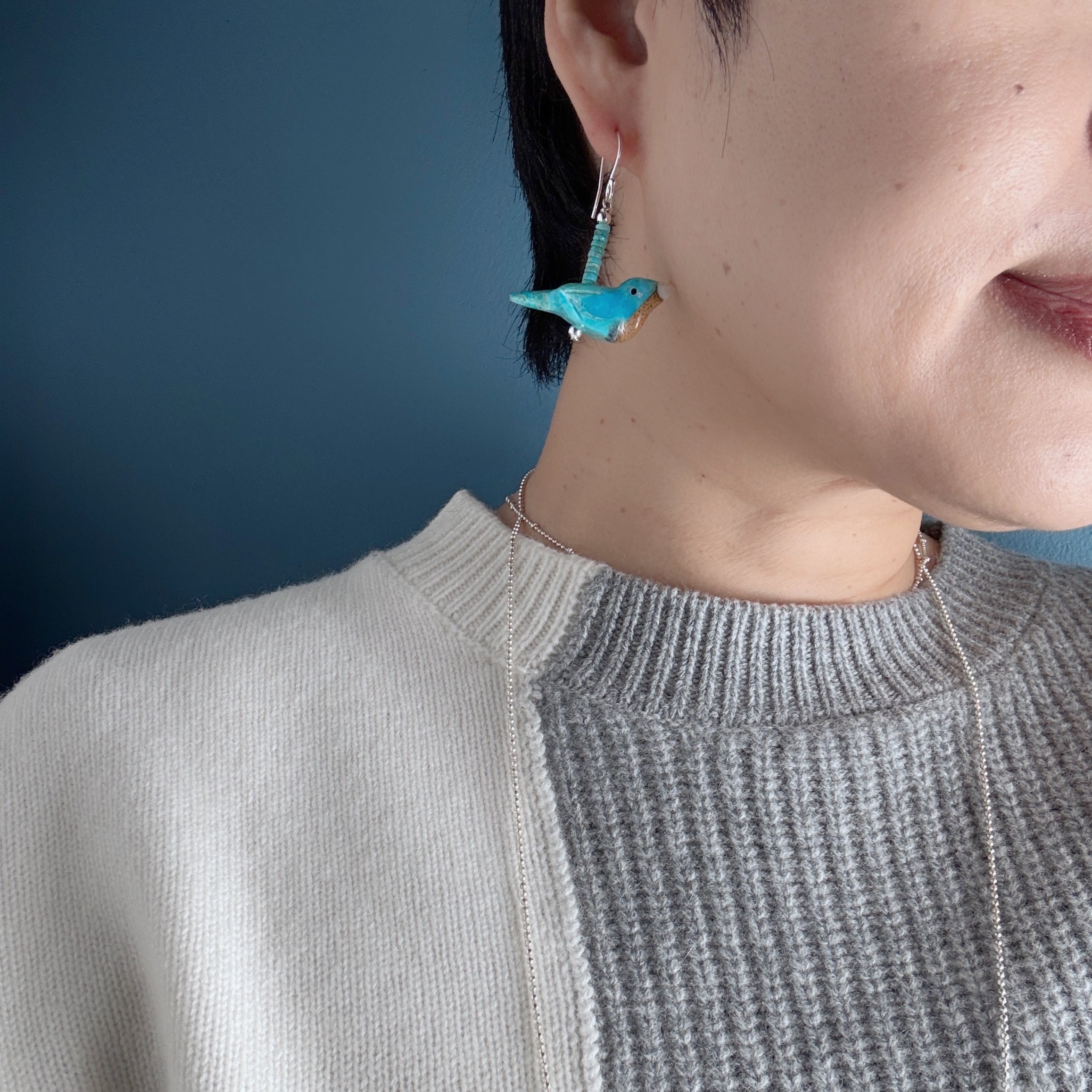 再入荷】《Indian Jewelry》 ターコイズ バード フック ピアス