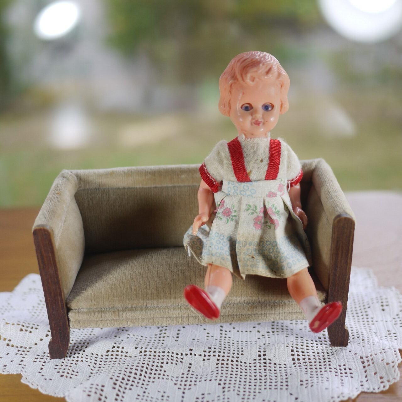 木製ソファー猫足ベロア ドイツ ドールハウス