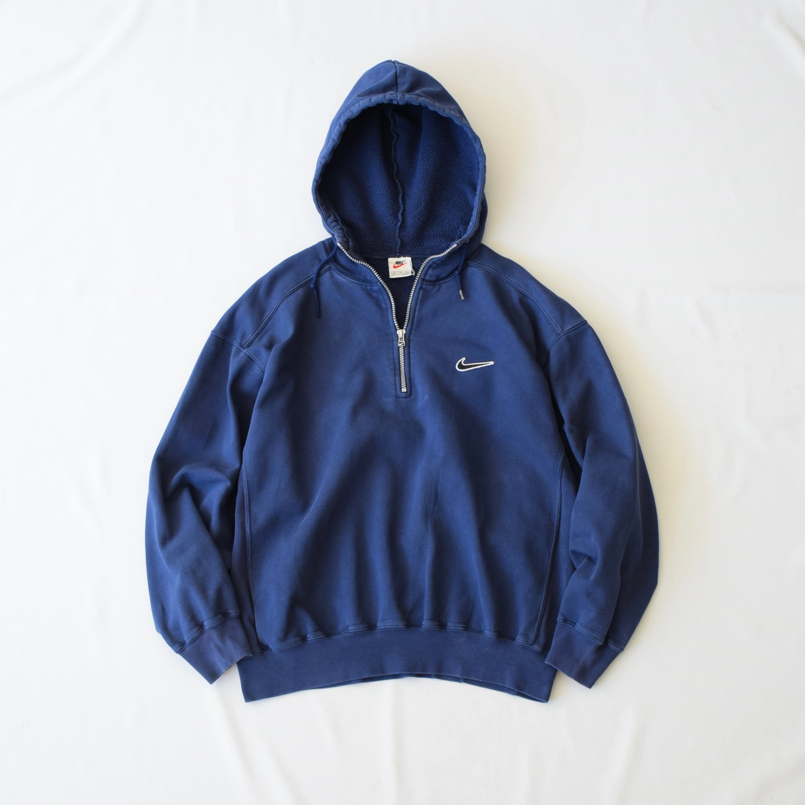 90's Nike ハーフジップパーカー フーディ メンズ M ネイビー ナイキ