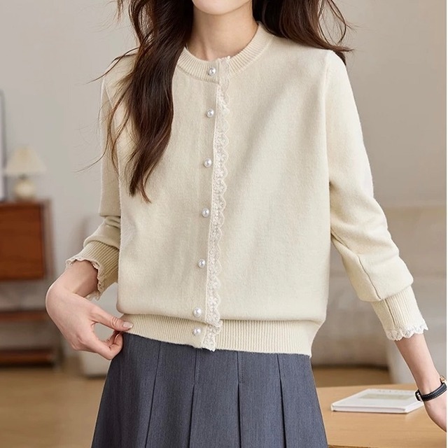 ゆったりスリムラウンドネックセータージャケット　YH8861