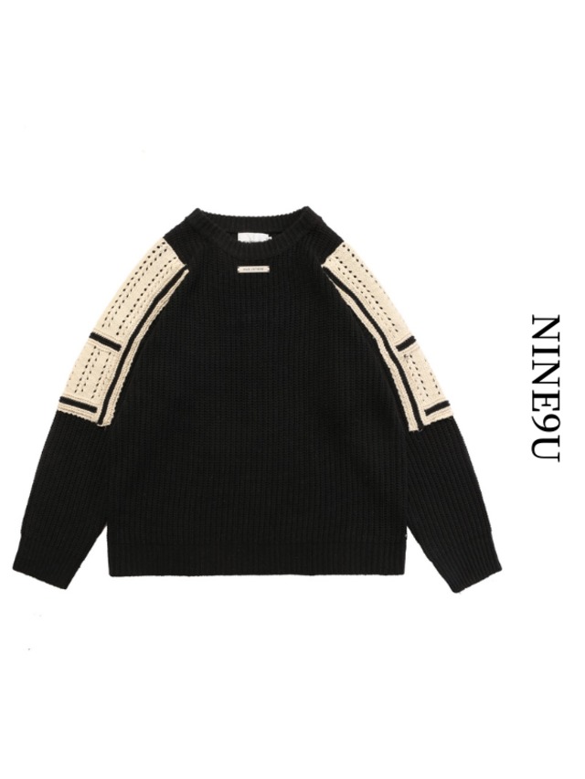 unisex contrast casual knit【NINE5275】
