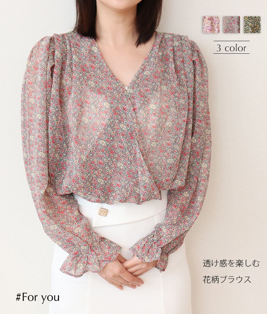 【再入荷】小花柄の透け感ブラウス_a0052103021