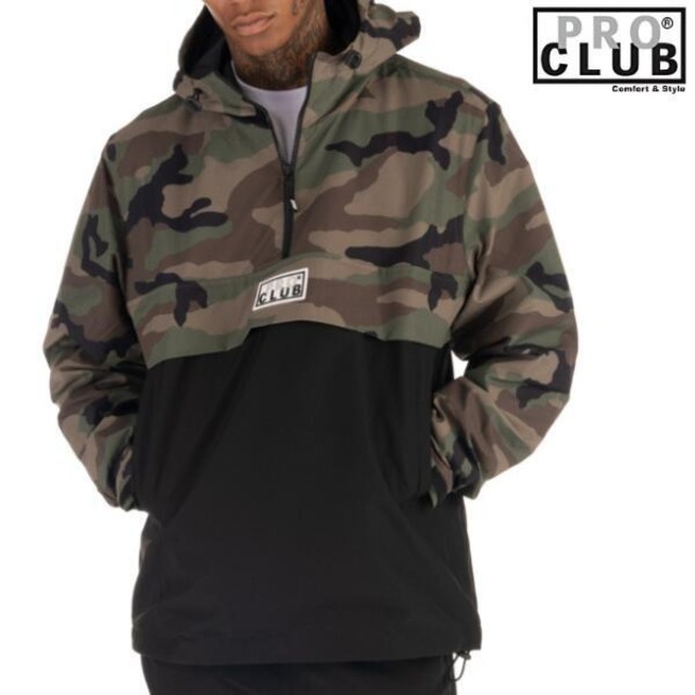 PRO CLUB 「Nylon Hooded Pullover Anorak Jacket Camo×Black」