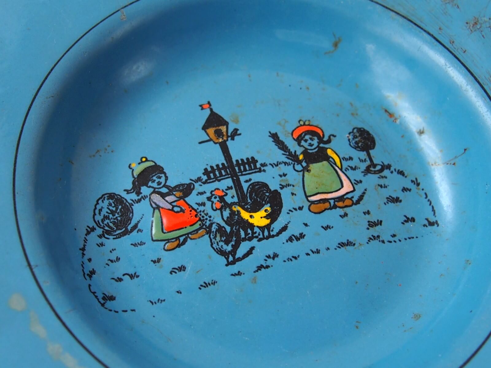 戦前エナメル絵皿　時代物　孫行者 古瀬戸絵皿 行灯皿 手描き江戸骨董 古美術品 旧家蔵出し コレクター