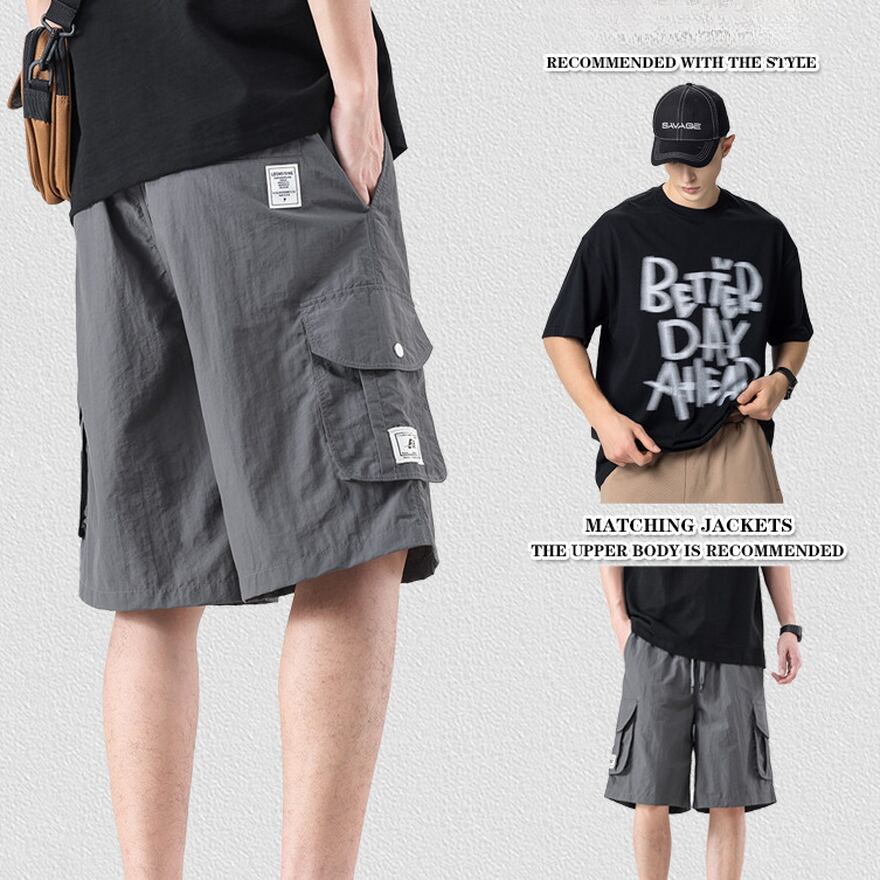サブカル 服 地雷系 通販 メンズ ハーフパンツ サイドポケット 無地 2カラー ストリート系