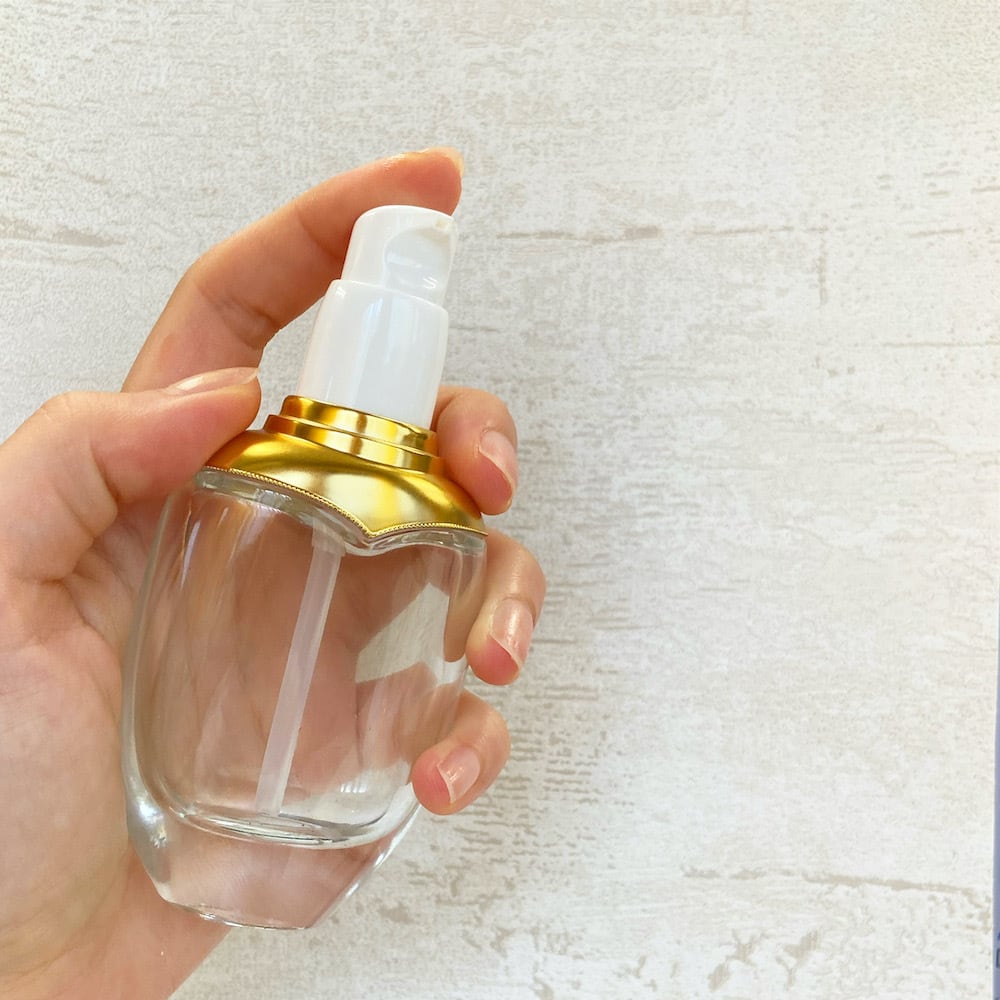 ポンプ式 ガラスボトル】40ml オーバル ゴールドキャップ マット