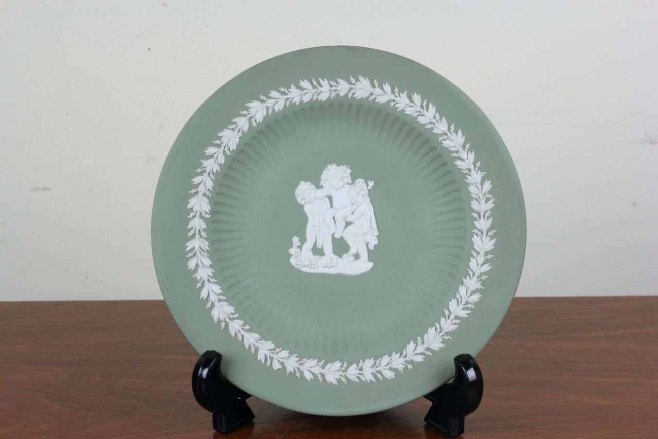 ヘレンド希少　WEDGWOOD クィーンズウェア   セージグリーンpaleブルー　2客