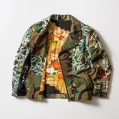 再構築 着物・・ミリタリーライダースジャケット KIMONO MILITARY MIX RIDERS JACKET