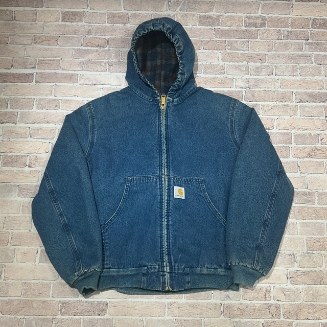 1990s CARHARTT DENIM ACTIVE JACKET KID'S L