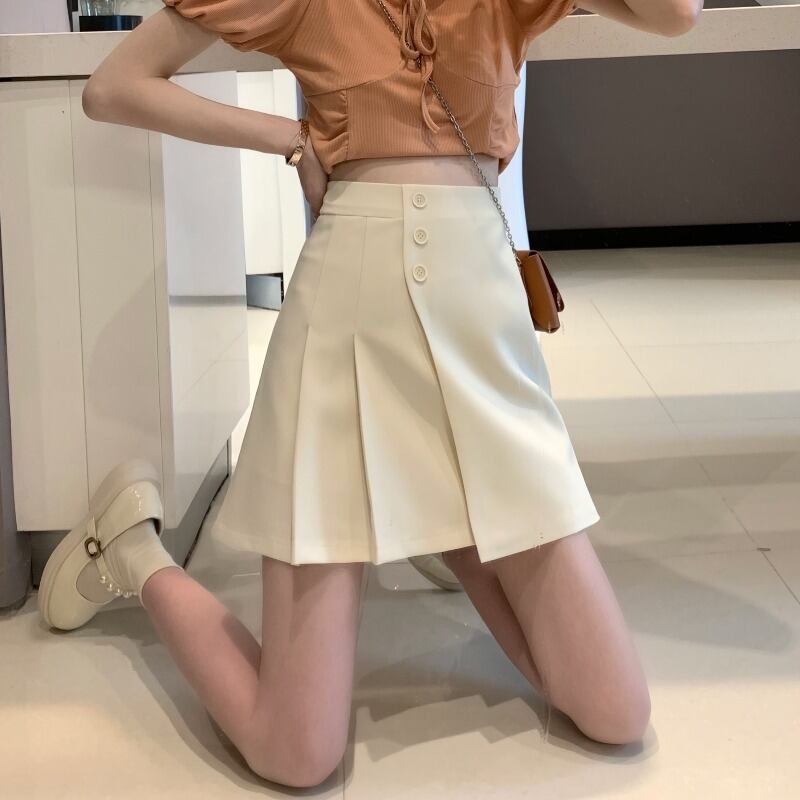 プリーツスカート サマーハイウェストウェストAラインショート 夏物 YY-ファッション62482073773