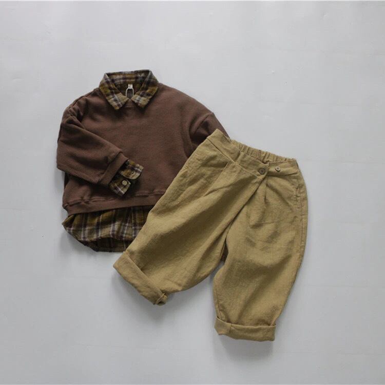 【即納】ワッフルロングTシャツ|海外子供服|韓国子供服