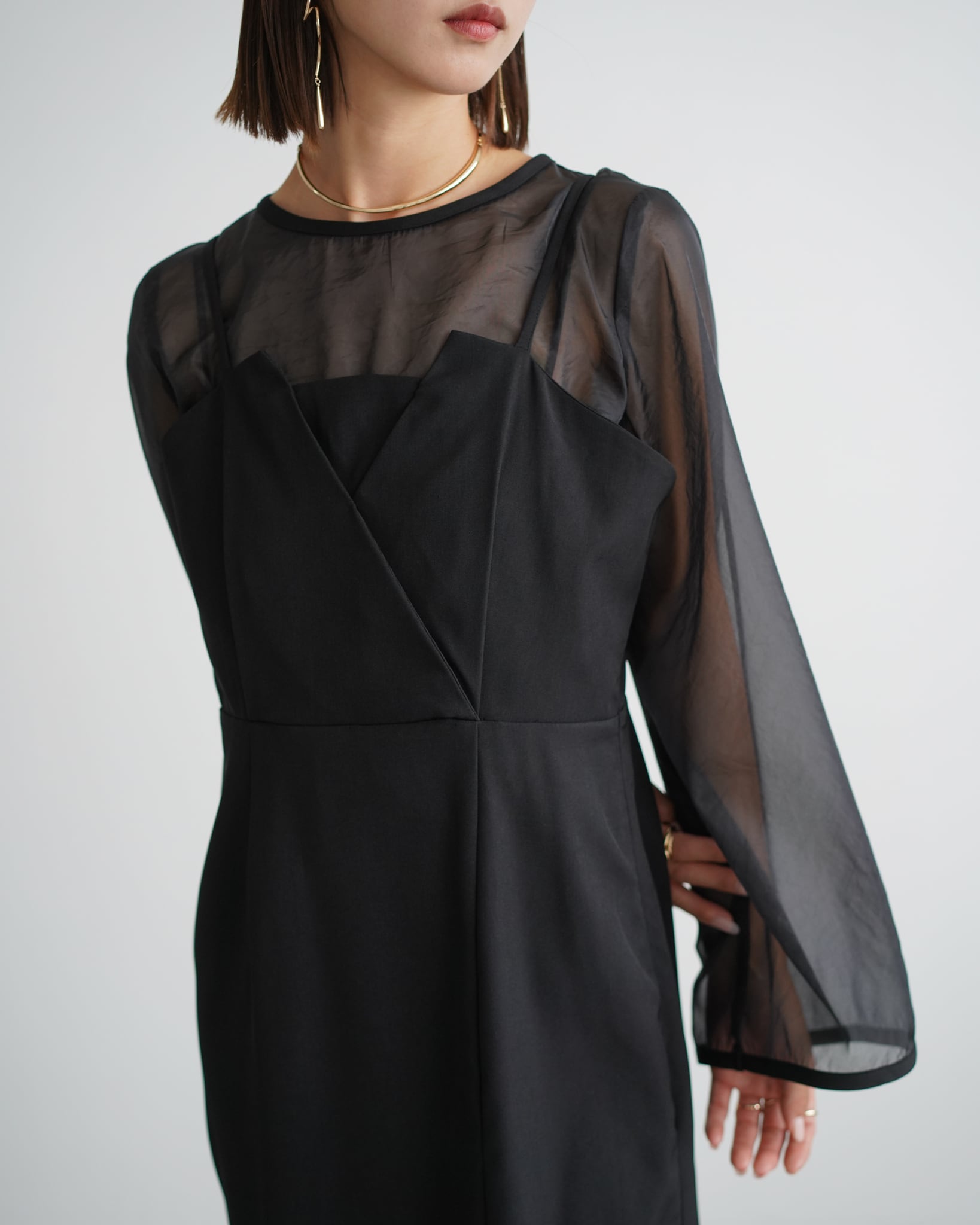 キャミワンピース シアートップスセット Black | planet3rd キャミワンピース シアートップスセット Black | planet3rd