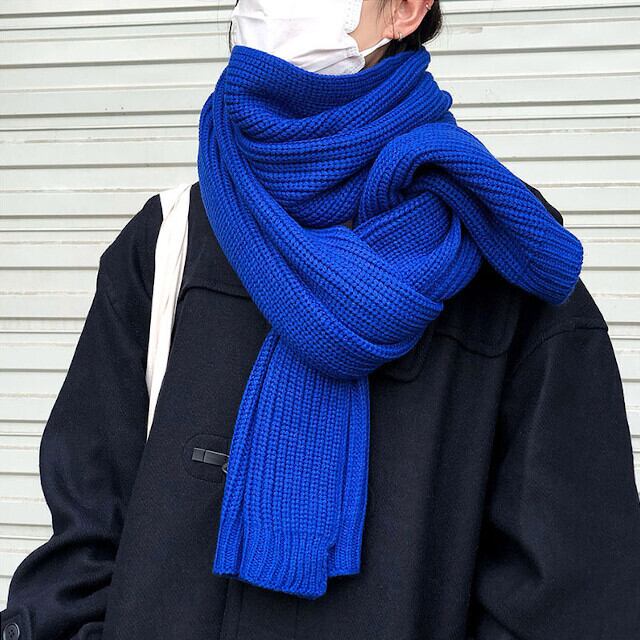 ストール マフラー レディース ショール シンプル かっこいい 秋冬 防寒 あたたかい おしゃれ かわいい 大人 カジュアル ブルー