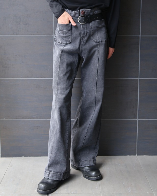 front pocket wide straight denim