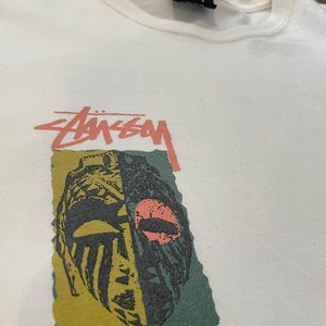 【STUSSY】ワンポイント バックプリント 半袖 Tシャツ ストックロゴ ショーンフォント ステューシー Mサイズ US古着 アメリカ古着