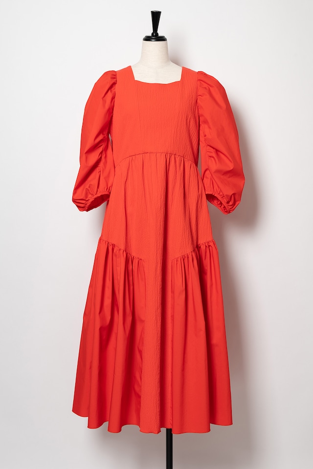 Bumpy Gather Dress Ⅱ　RED